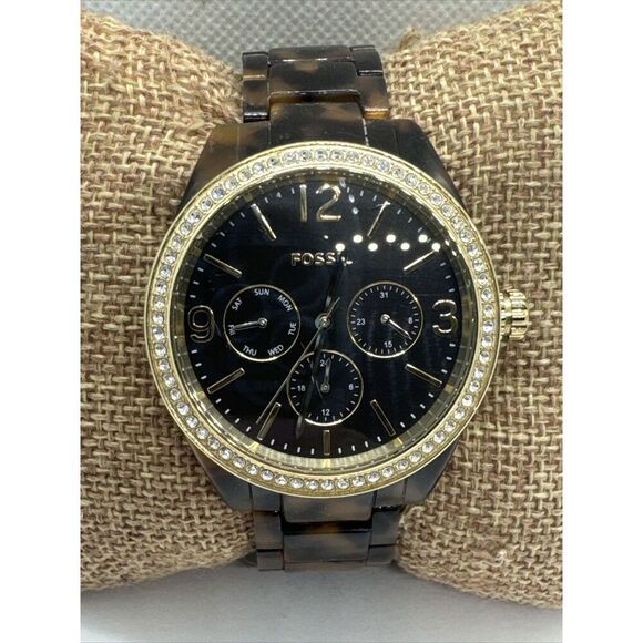 Fossil Caleigh BQ3344 Women's Brown Resin Strap Analog Dial Quartz Watch AEA389 - Picture 1 of 11